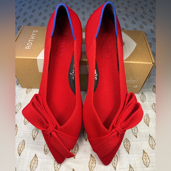 Rothy's Red Flats with Bow Accent - Picture 2 of 5